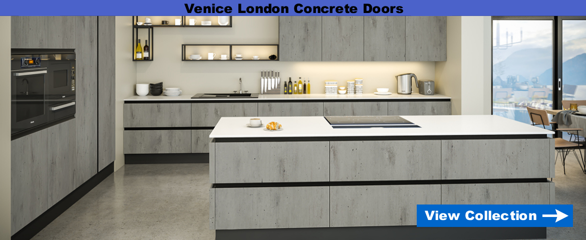 Venice London Concrete True Handleless Kitchen