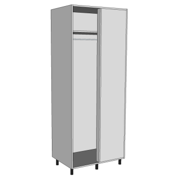 900 Blind Corner Wardrobe, Single hanging below top shelf