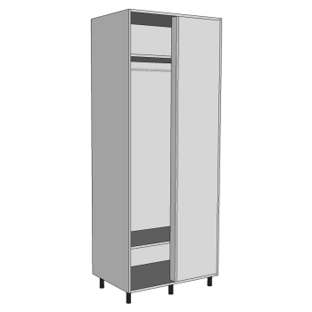 900 Blind Corner Wardrobe, Single hanging between top/bottom shelves