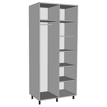 Half shelved & single hanging wardrobe