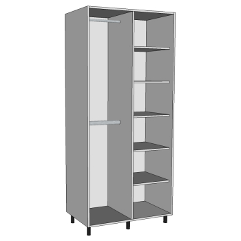Half shelved & double hanging wardrobe