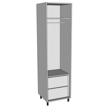 400mm Single Hanging Wardrobe with 2 internal Drawers