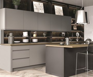 Lucente Dust Grey Handleless Matt Doors